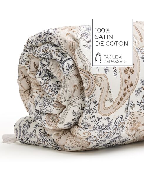 Trapunta con nappine in raso di cotone Palais oriental taupe - 140x200 cm