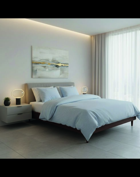 Parure housse de couette + taies carrées carrées coton percale Grenoble bleu clair