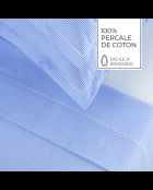 Parure housse de couette + taies carrées carrées coton percale Grenoble bleu clair