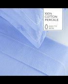 Parure housse de couette + taies carrées carrées coton percale Grenoble bleu clair