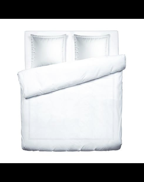 Parure housse de couette + taies carrées carrées satin de coton Biarritz blanches