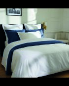 Parure housse de couette + taies carrées carrées satin de coton Biarritz blanches