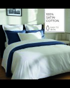 Parure housse de couette + taies carrées carrées satin de coton Biarritz blanches