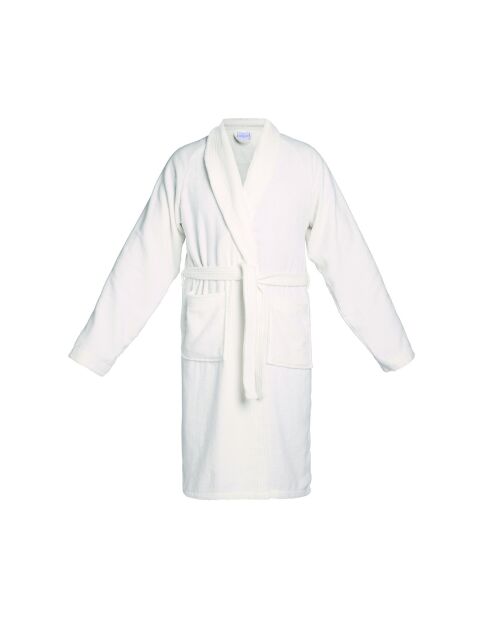 Peignoir avec col châle en coton velours Uni blanc