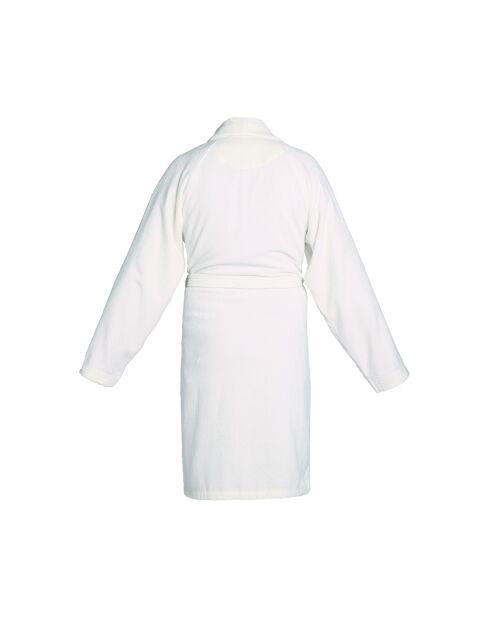 Peignoir avec col châle en coton velours Uni blanc