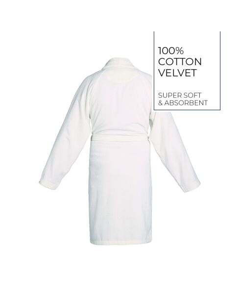 Peignoir avec col châle en coton velours Uni blanc