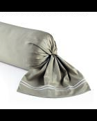 Taie de traversin satin de coton Biarritz blanc/taupe - 43x210 cm