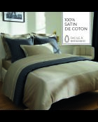 Taie de traversin satin de coton Biarritz blanc/taupe - 43x210 cm