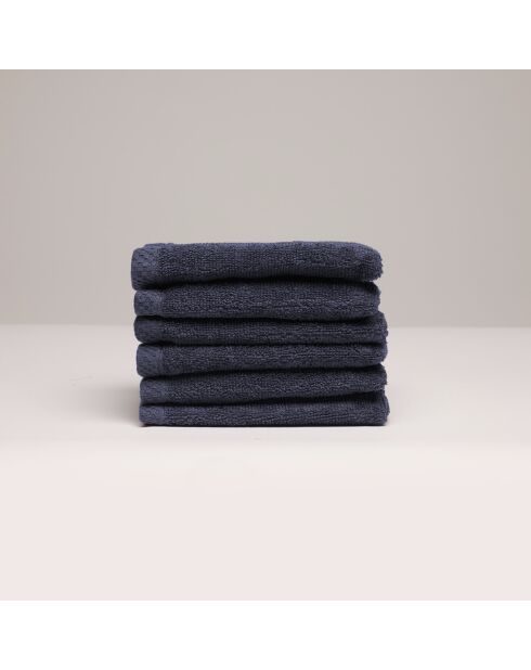 Gant de toilette coton peigné LT Oasis bleu foncé - 6x(15x21 cm)