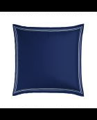 Set de 2 taies d'oreiller satin de coton Biarritz blanc/bleu foncé
