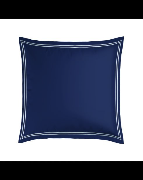 Set de 2 taies d'oreiller satin de coton Biarritz blanc/bleu foncé