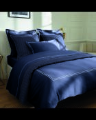 Set de 2 taies d'oreiller satin de coton Biarritz blanc/bleu foncé