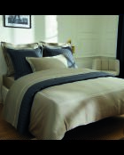 Parure housse de couette + taie carrée satin de coton Biarritz blanc/taupe