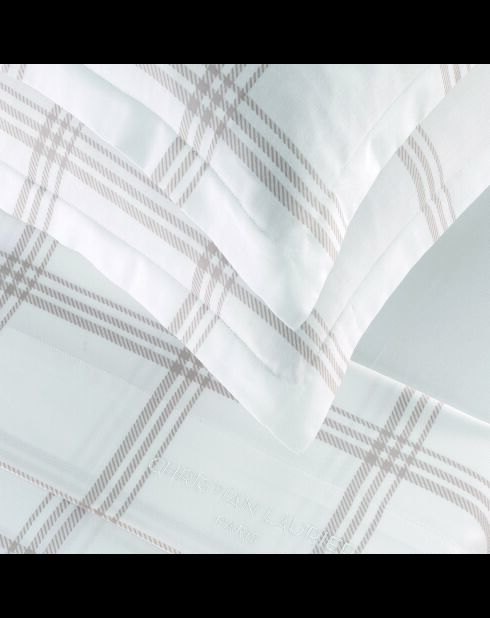 Parure housse de couette + taie carrée satin de coton Apolline taupe