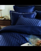 Set de 2 taies d'oreiller satin de coton rayure tissé dobby Jacquard bleu 11