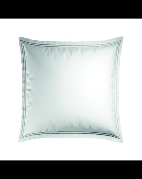 Set de 2 taies d'oreiller satin de coton Biarritz gris/blanc