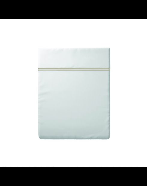 Drap plat satin de coton Biarritz taupe/blanc - 240x300 cm