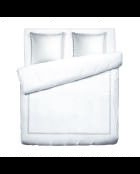 Parure housse de couette + taies carrées satin de coton Biarritz gris/blanc