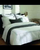 Parure housse de couette + taies carrées satin de coton Biarritz gris/blanc