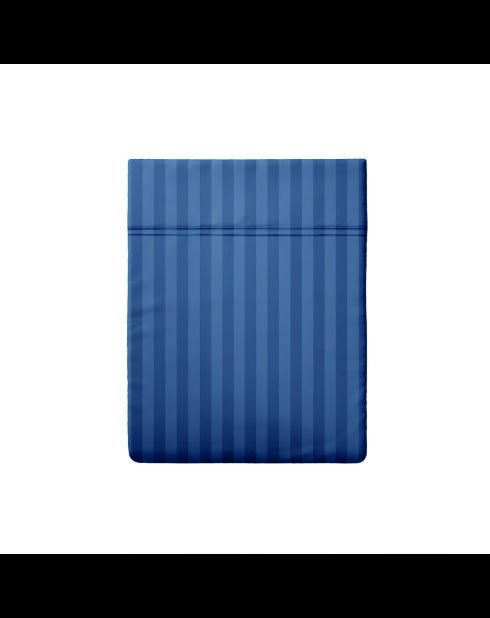 Drap plat satin de coton dobby stripe Jacquard bleu 06