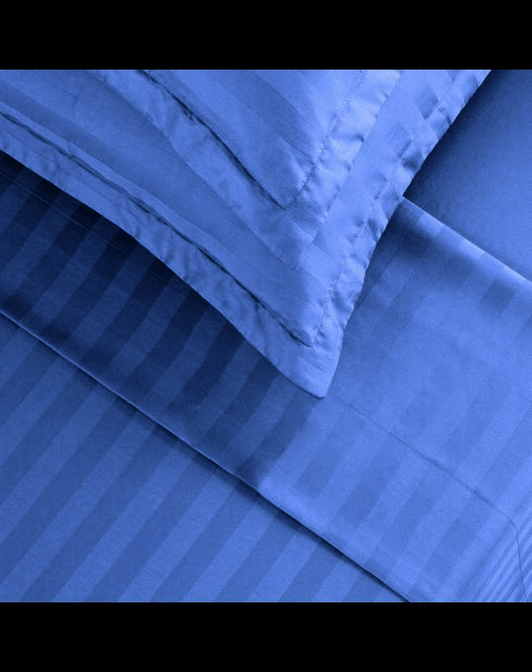 Drap plat satin de coton dobby stripe Jacquard bleu 06