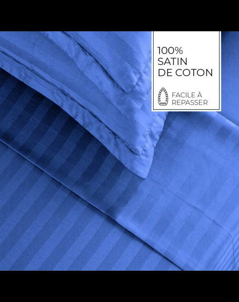 Drap plat satin de coton dobby stripe Jacquard bleu 06
