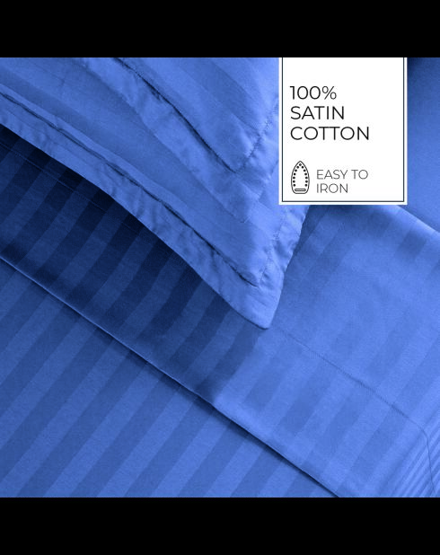 Drap plat satin de coton dobby stripe Jacquard bleu 06
