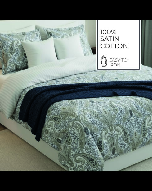 Taie d'oreiller satin de coton Palais oriental taupe