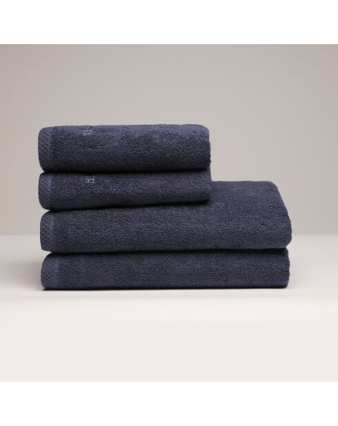 Toalla de algodón peinado azul oscuro LT Oasis + toalla de baño - 2 veces (50 x 100 cm) + 2 veces (70 x 140 cm)