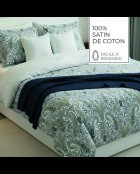 Taie de traversin satin de coton Palais oriental taupe - 43x210 cm