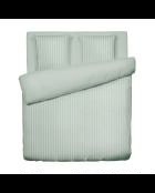 Parure housse de couette + taies carrées carrées satin de coton rayure tissé dobby Jacquard taupe 01