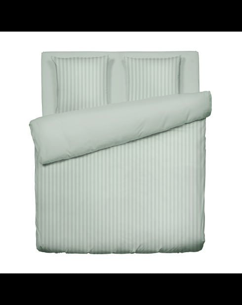Parure housse de couette + taies carrées carrées satin de coton rayure tissé dobby Jacquard taupe 01