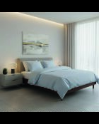 Parure housse de couette + taie carrée coton percale Grenoble bleu clair