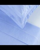 Parure housse de couette + taie carrée coton percale Grenoble bleu clair