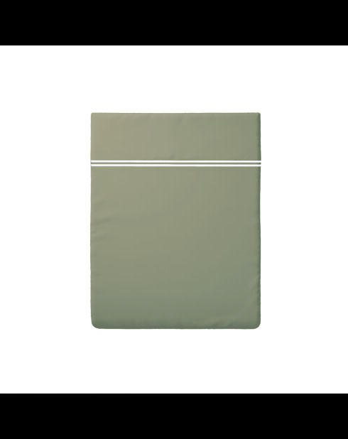 Drap plat satin de coton Biarritz blanc/taupe - 240x300 cm