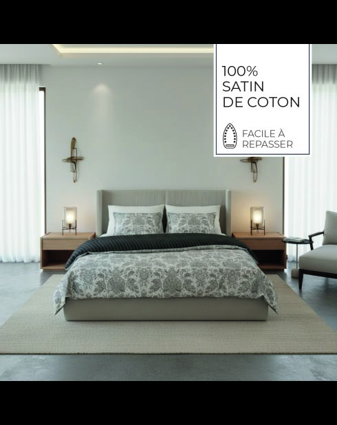 Set copripiumino beige Persian Elegance + federe quadrate in raso di cotone