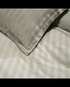 Parure housse de couette + taies carrées carrées satin de coton rayure tissé dobby Jacquard taupe 01