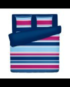 Set copripiumino in raso di cotone tricolore Horizon tricolore blu scuro + federe