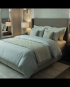 Set copripiumino + federa quadrata in cotone percalle Grenoble taupe