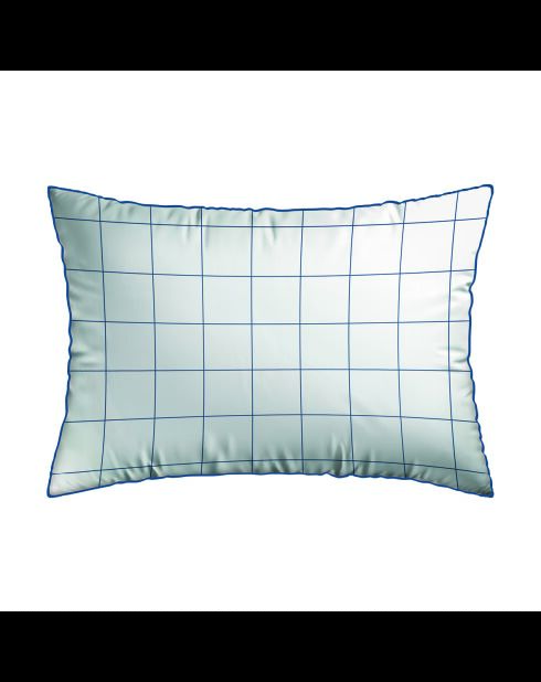 Set de 2 taies d'oreiller satin de coton Simples carreaux blanc/bleu - 2x(50x70 cm)
