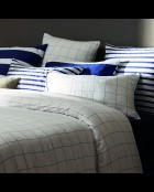 Set de 2 taies d'oreiller satin de coton Simples carreaux blanc/bleu - 2x(50x70 cm)