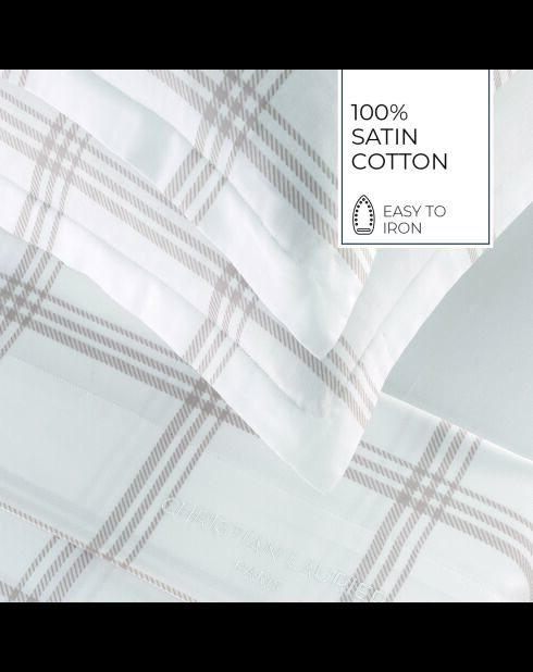 Parure housse de couette + taie carrée satin de coton Apolline taupe
