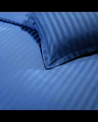 Parure housse de couette + taies carrées carrées satin de coton rayure tissé dobby Jacquard bleu 06