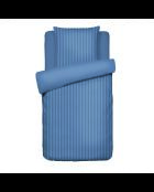 Parure housse de couette + taie carrée satin de coton rayure tissé dobby Jacquard bleu 06