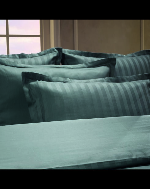Set de 2 taies d'oreiller satin de coton rayure tissé dobby Jacquard gris 02