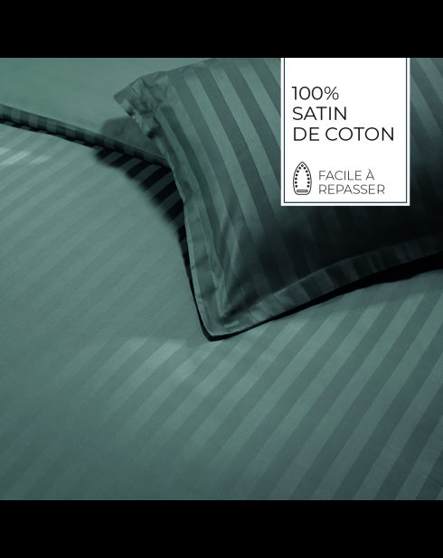 Set de 2 taies d'oreiller satin de coton rayure tissé dobby Jacquard gris 02