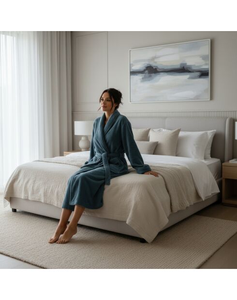 Robe de chambre polyester  bleue
