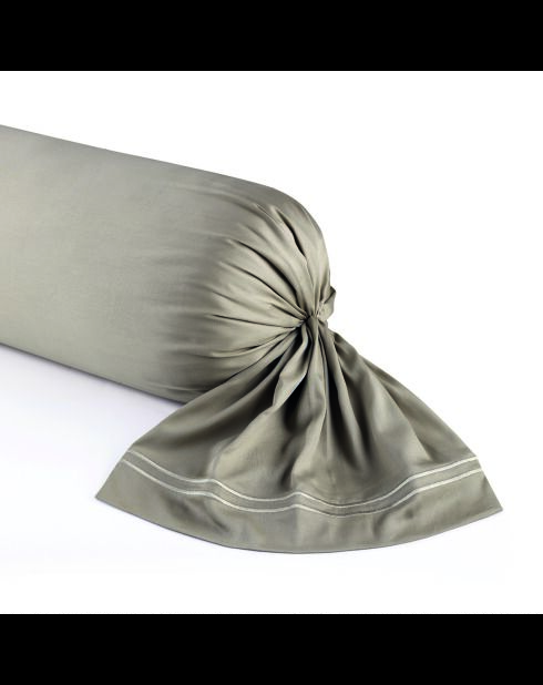 Taie de traversin satin de coton Biarritz taupe - 43x210 cm