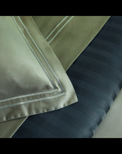 Set de 2 taies d'oreiller satin de coton Biarritz taupe
