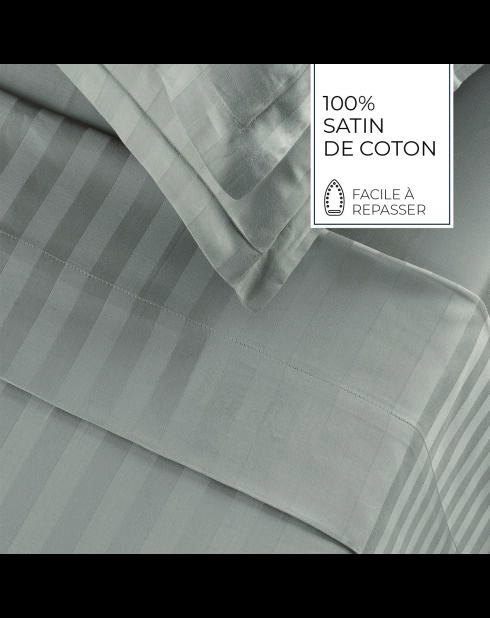 Drap plat satin de coton dobby stripe Jacquard taupe 01